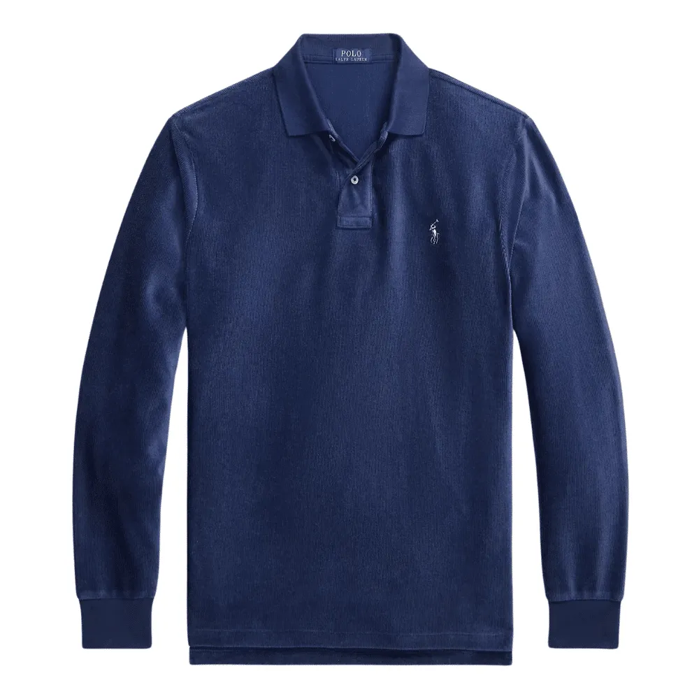 POLO RALPH LAUREN CLASSIC FIT NAVY CORDUROY LONG SLEEVE POLO SHIRT | Menswear Online