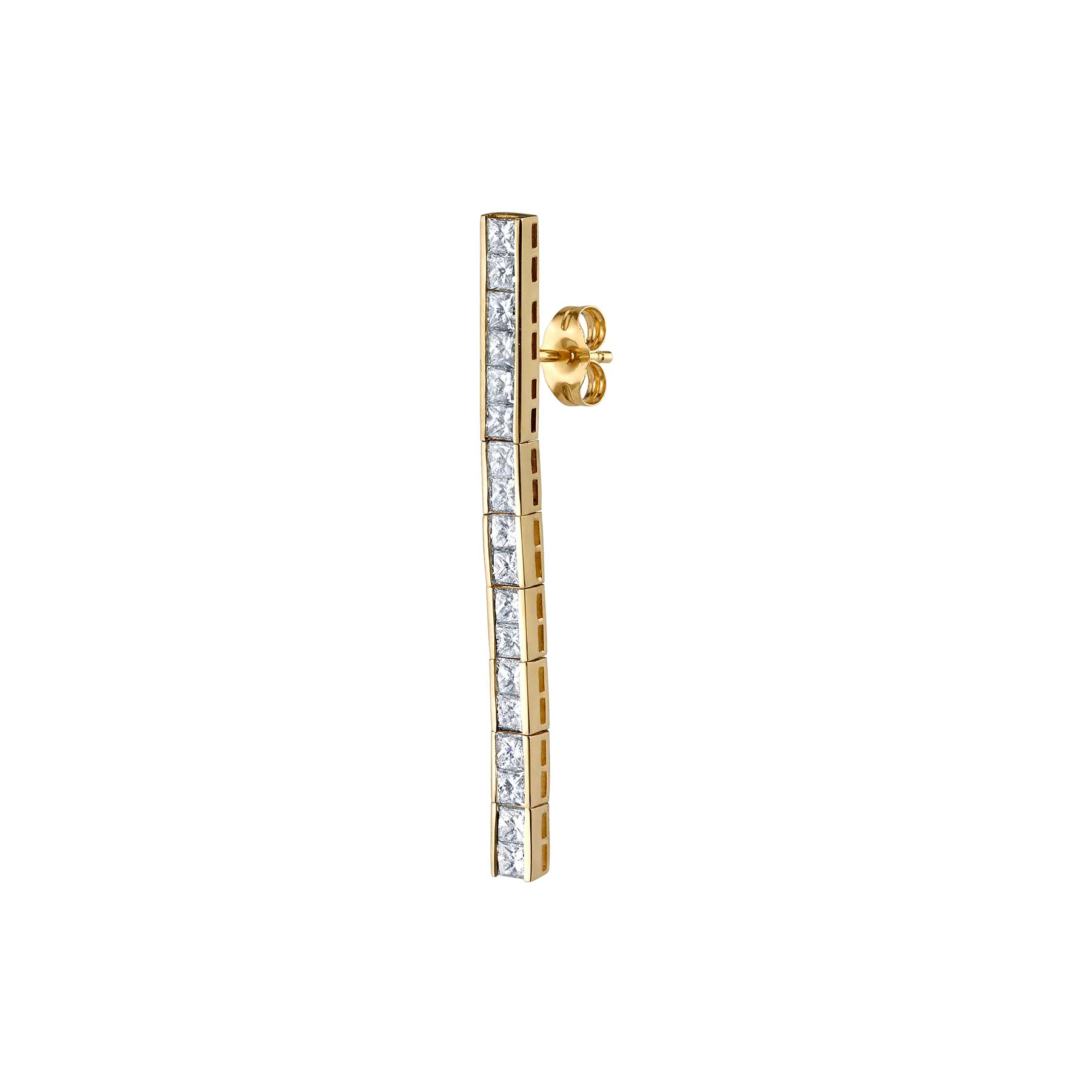 Princess Tennis Earring - White Diamond / 14k Yellow Gold