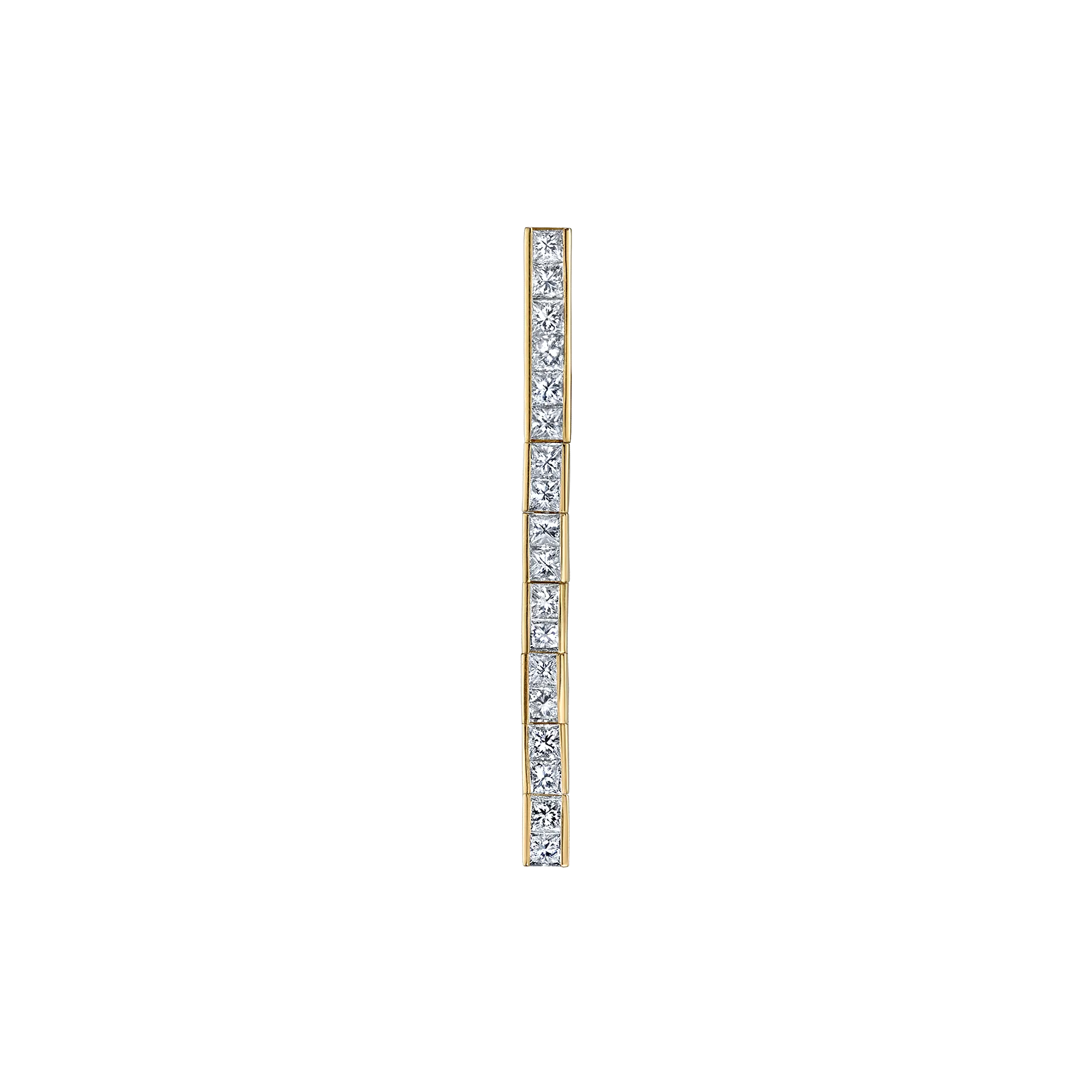 Princess Tennis Earring - White Diamond / 14k Yellow Gold