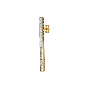 Princess Tennis Earring - White Diamond / 14k Yellow Gold
