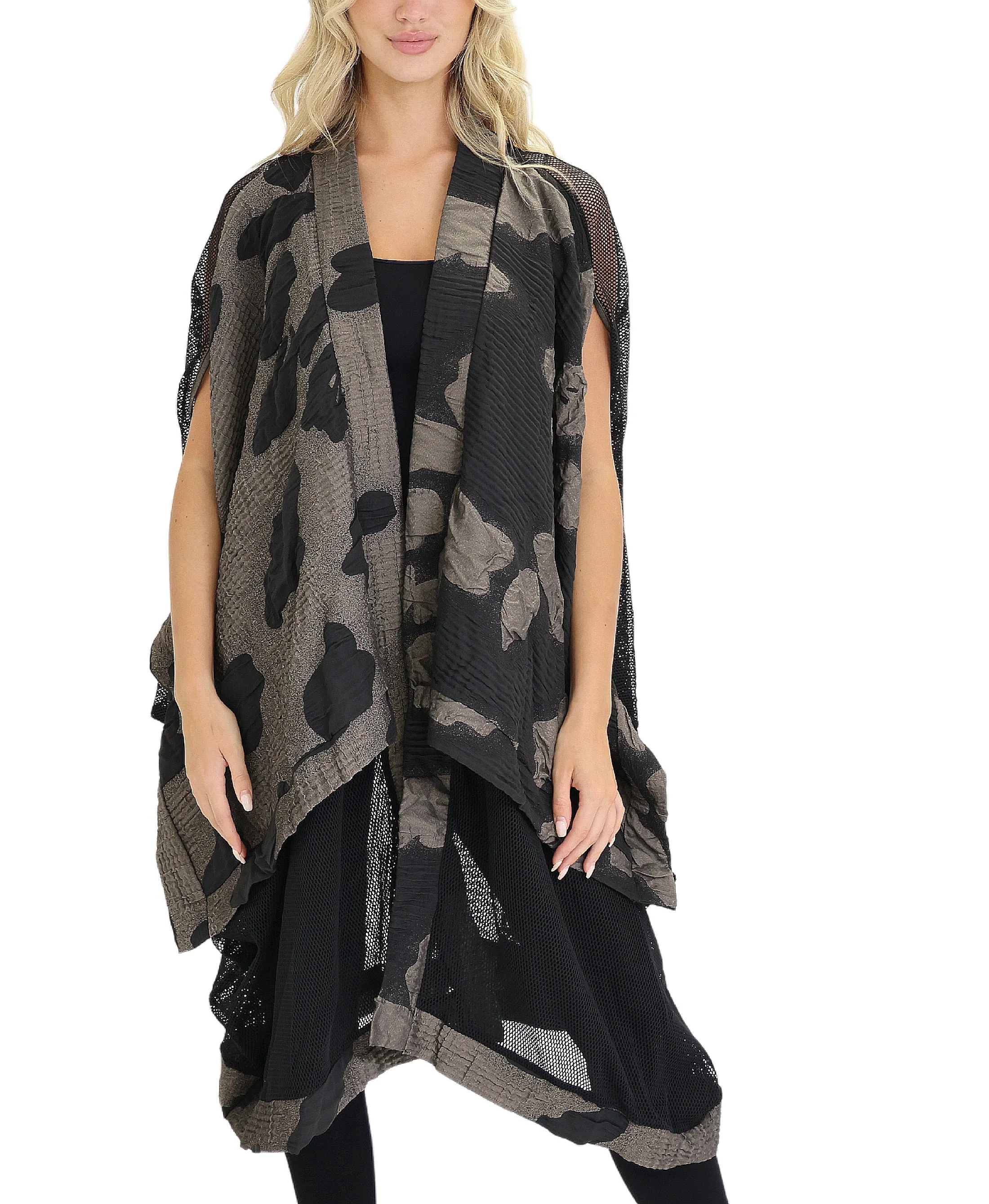 Printed Long Asymmetrical Cardigan