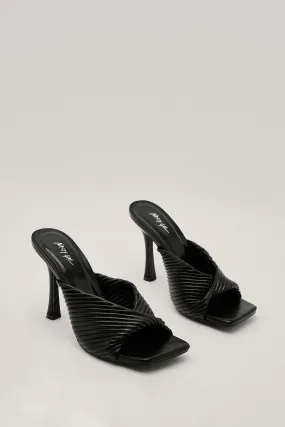 Pu Twist Front Square Toe Heeled Mules