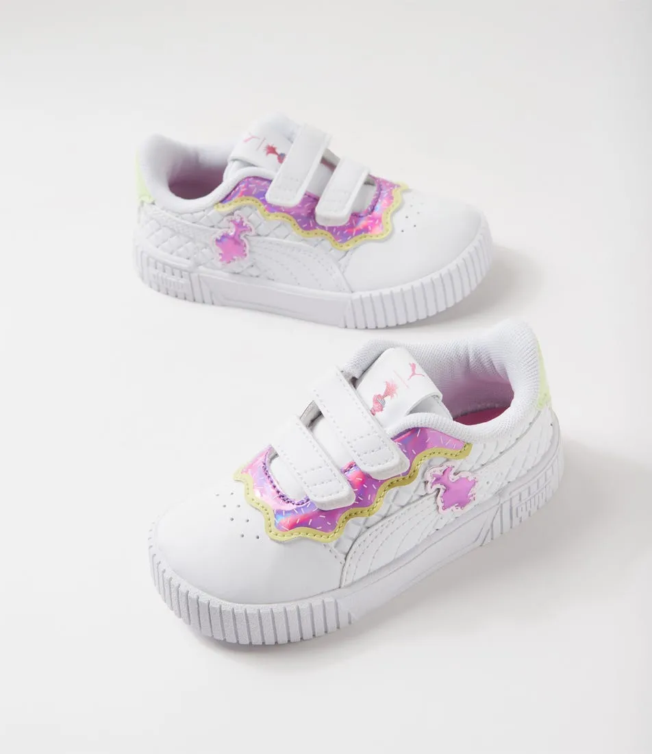 PUMA Carina 2 Trolls V Pre White Mauve Cucumber Sneakers