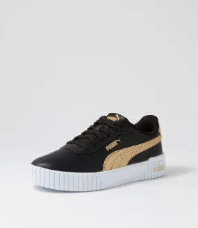 PUMA Carina 2.0 Dist W Black Gold Leather Sneakers