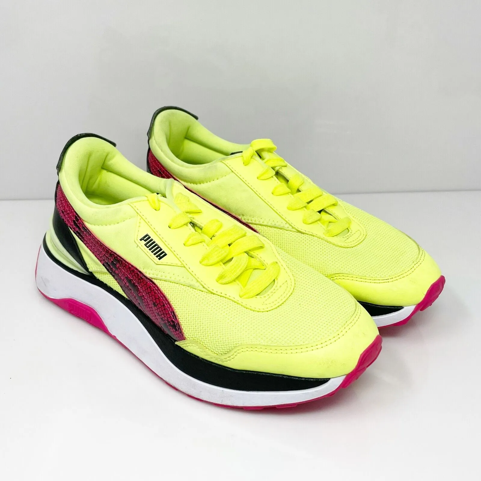 Puma Womens Cruise Rider E Lights 382975-01 Yellow Running Shoes Sneakers Sz 7.5