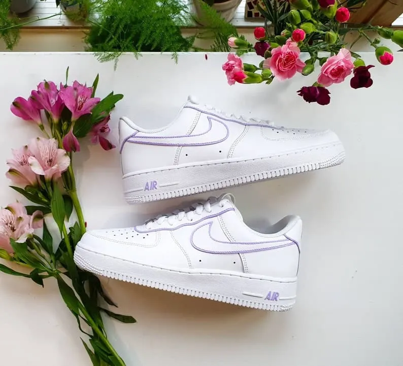 Purple Outlines Design Custom Nike Air Force 1