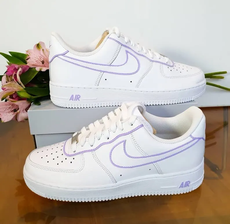 Purple Outlines Design Custom Nike Air Force 1