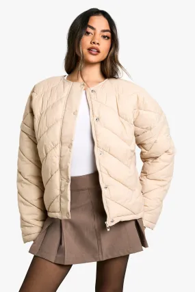 Quilted Collarless Puffer Jacket