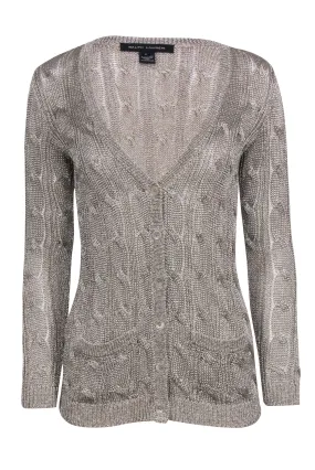 Ralph Lauren Black Label - Gold Metallic Knit Cardigan Sz XS
