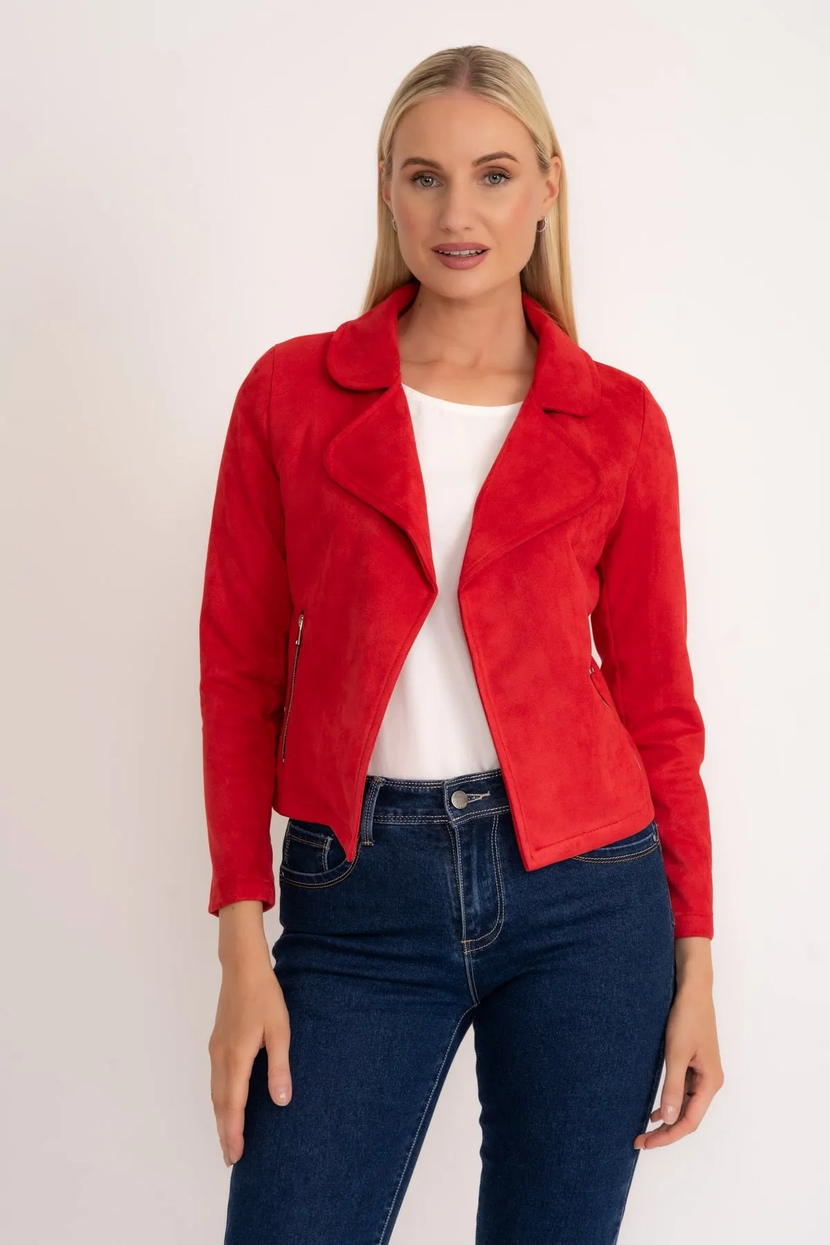 Red Suede Cover Up Jacket
