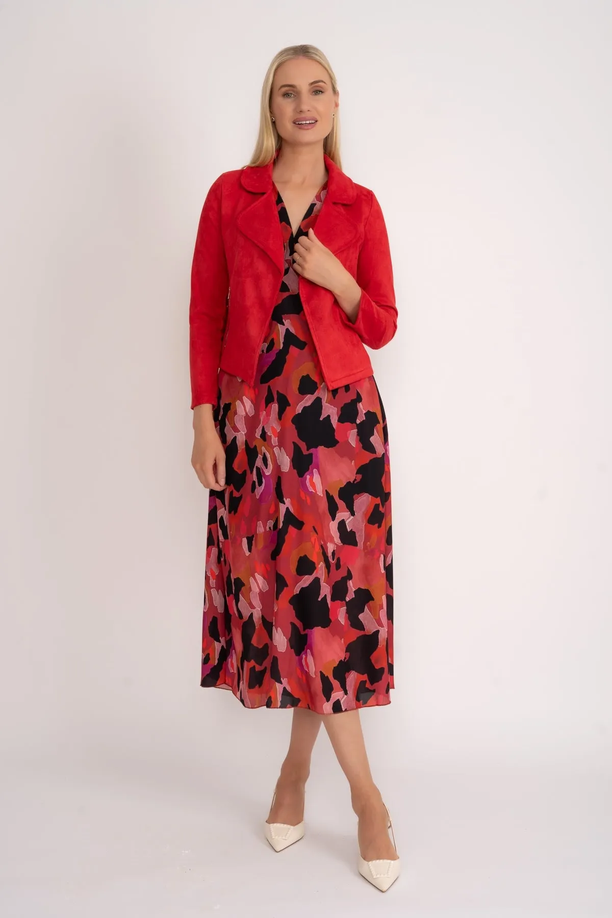Red Suede Cover Up Jacket