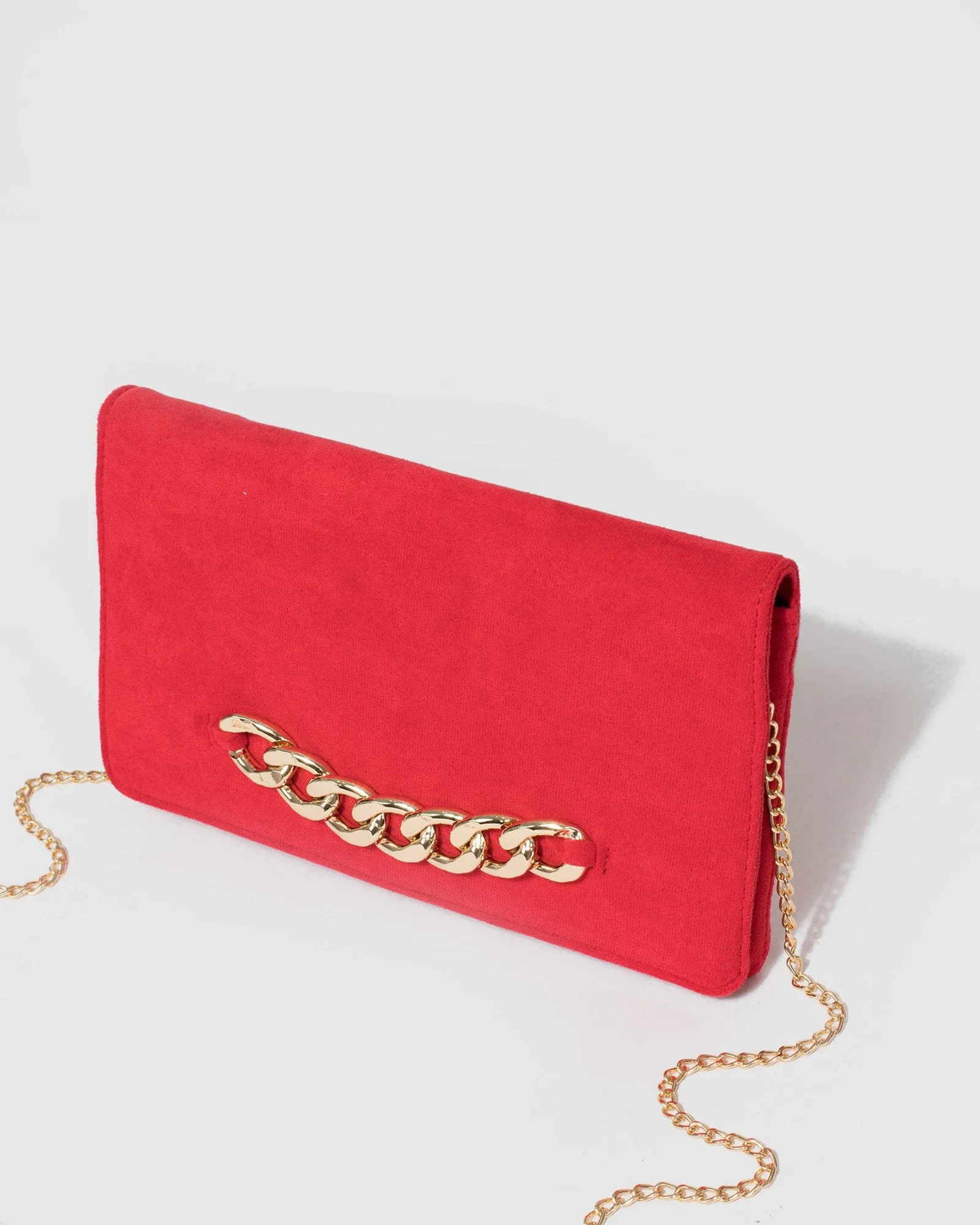 Red Veronika Chain Clutch Bag
