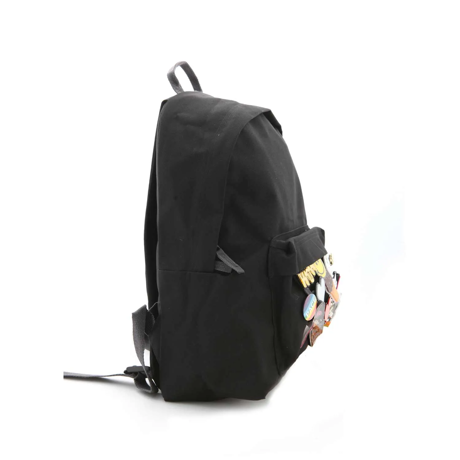 Regina Black Backpack With Pins For Girls And Teenagers