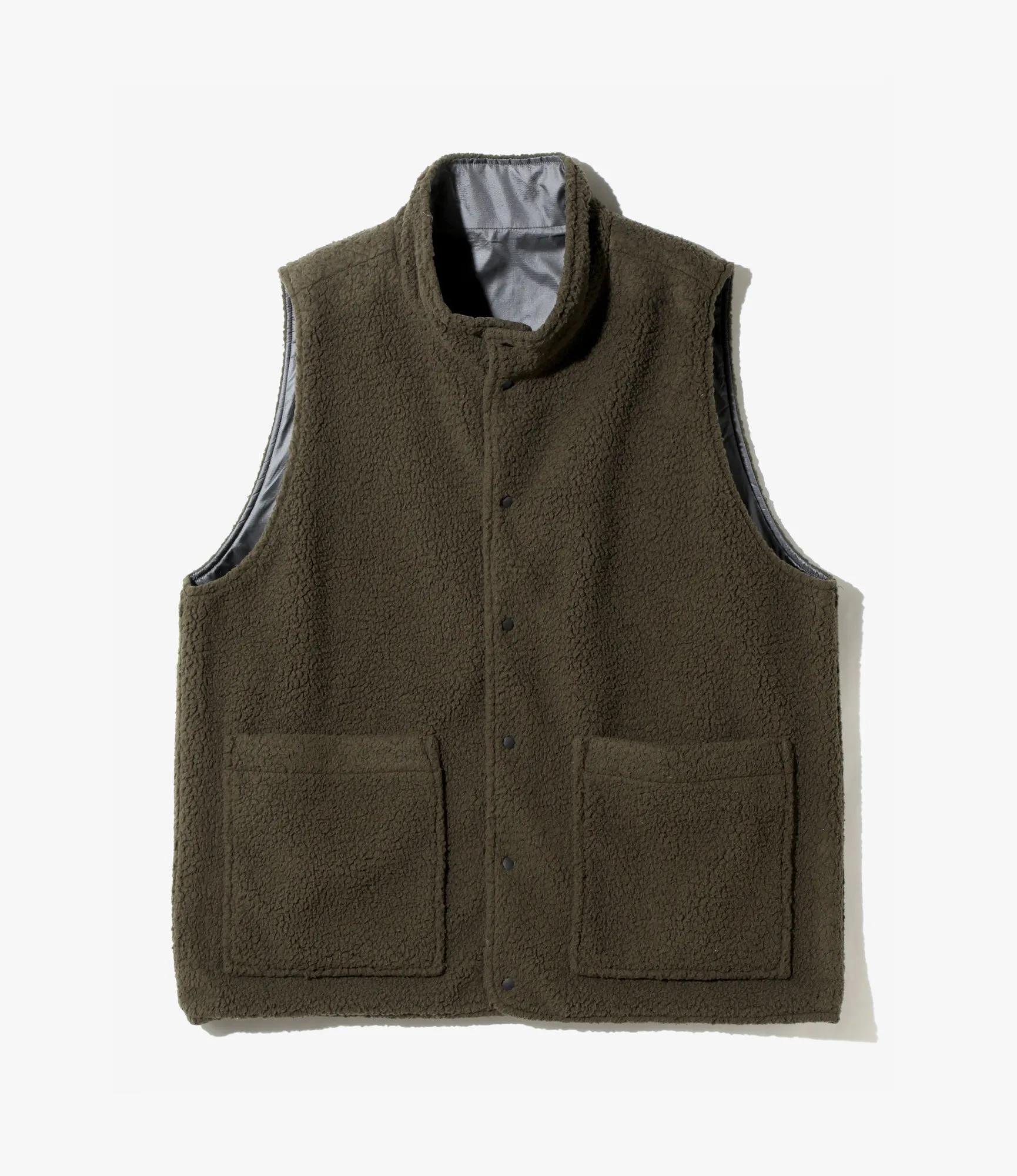 Reversible Vest –Olive Fleece / Charcoal Ripstop