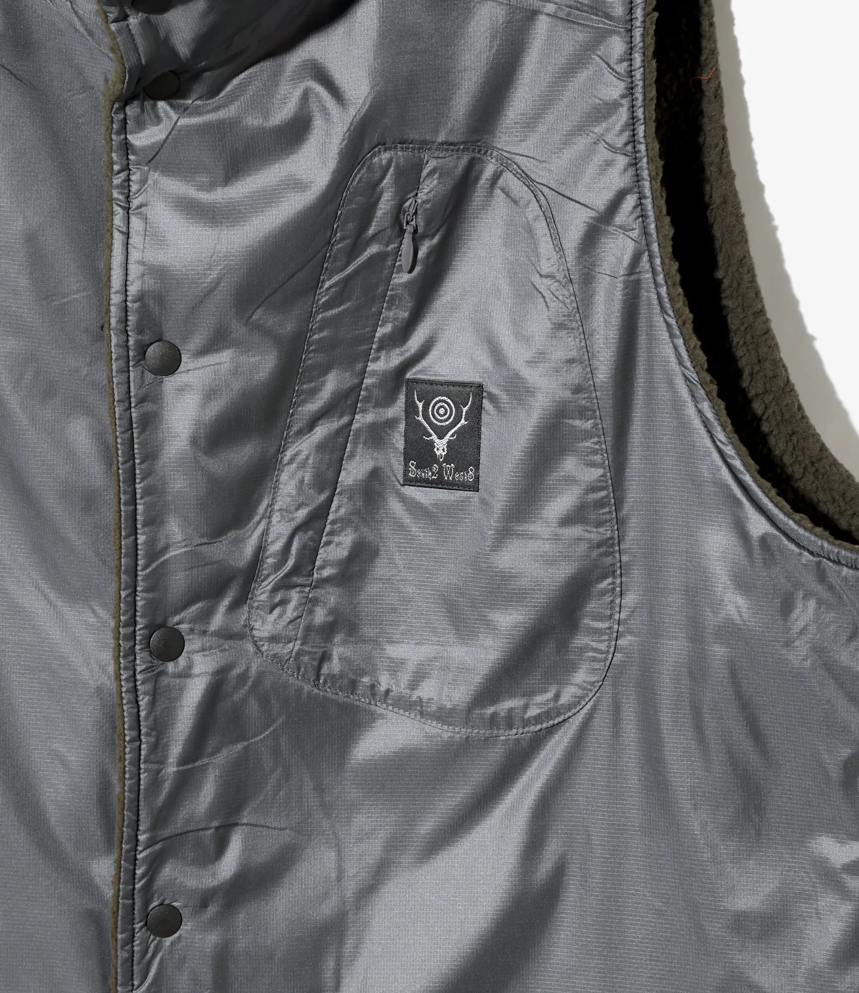 Reversible Vest –Olive Fleece / Charcoal Ripstop