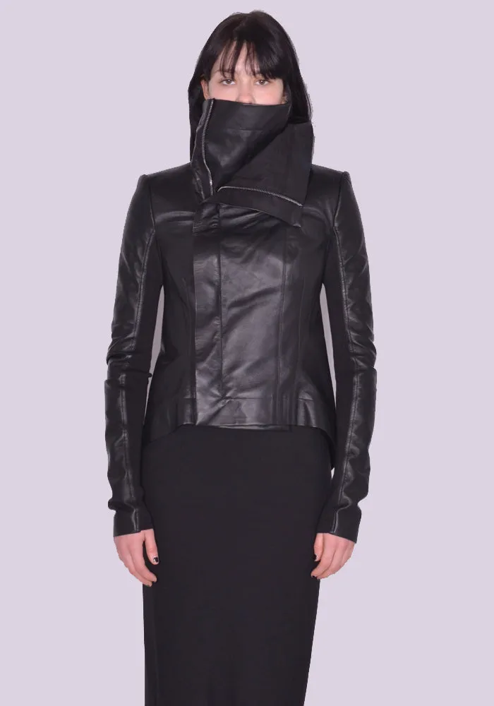 RICk OWENS WOMEN RP01C5743 LLP NASKA BIKER LEATHER JACKET BLACK