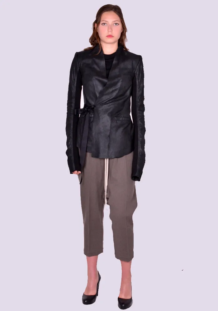RICK OWENS WOMEN RP02D3707 LBA 09 HOLLYWOOD LEATHER JACKET BLACK (New season FW24)