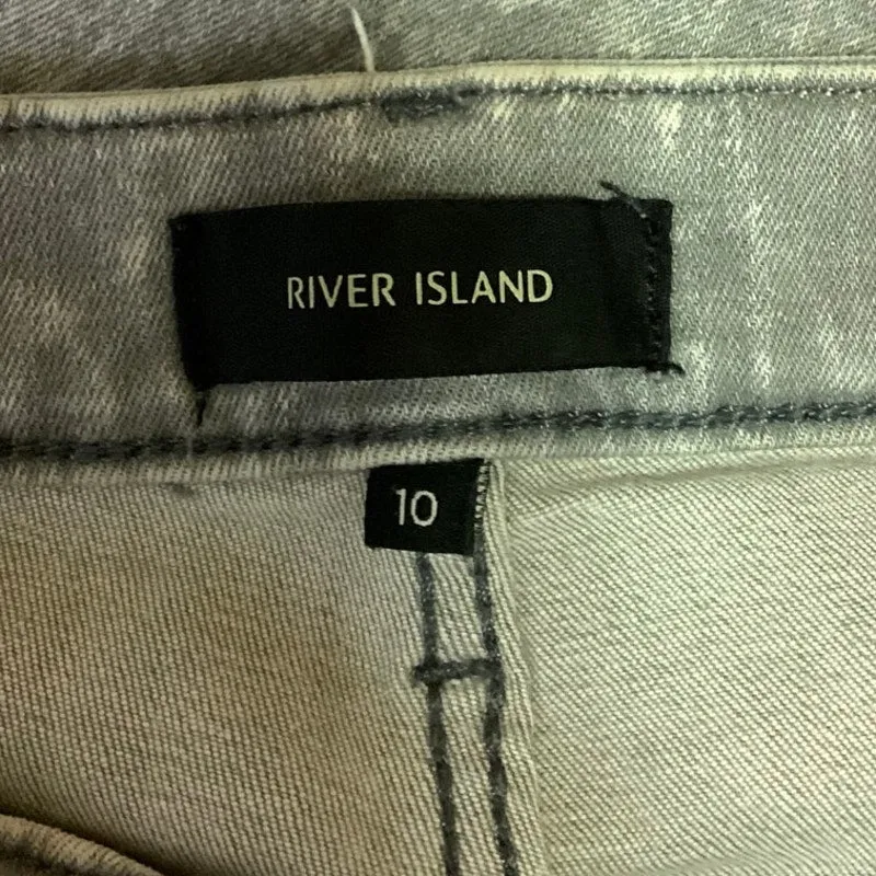 River Island Gray Acid Wash Mid Rise Cotton Stretch Denim Skinny Jeans Size 28