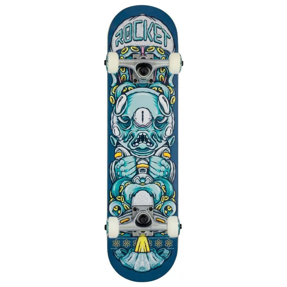 Rocket Skateboards Alien Pile-up Factory Complete Skateboard Blue 7.375