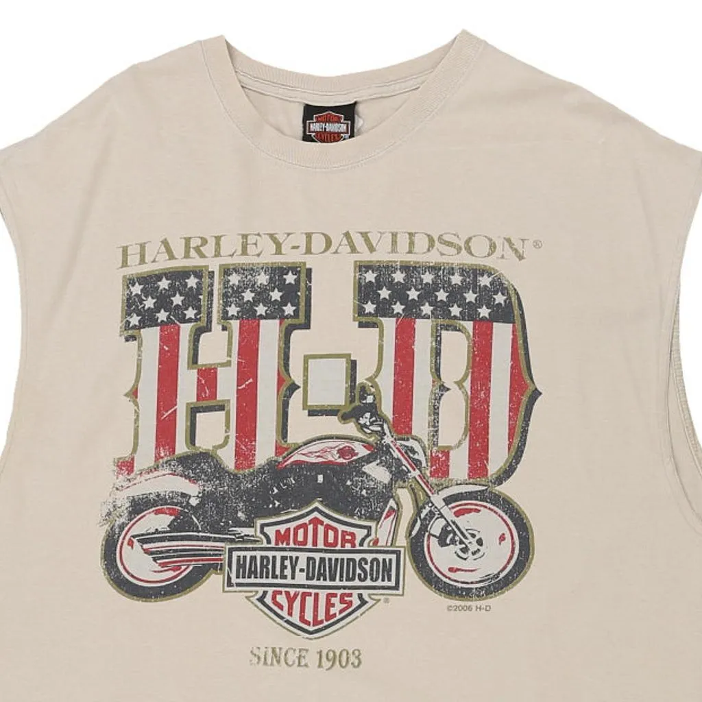 Rockford Illinois Harley Davidson Graphic Vest - XL Cream Cotton