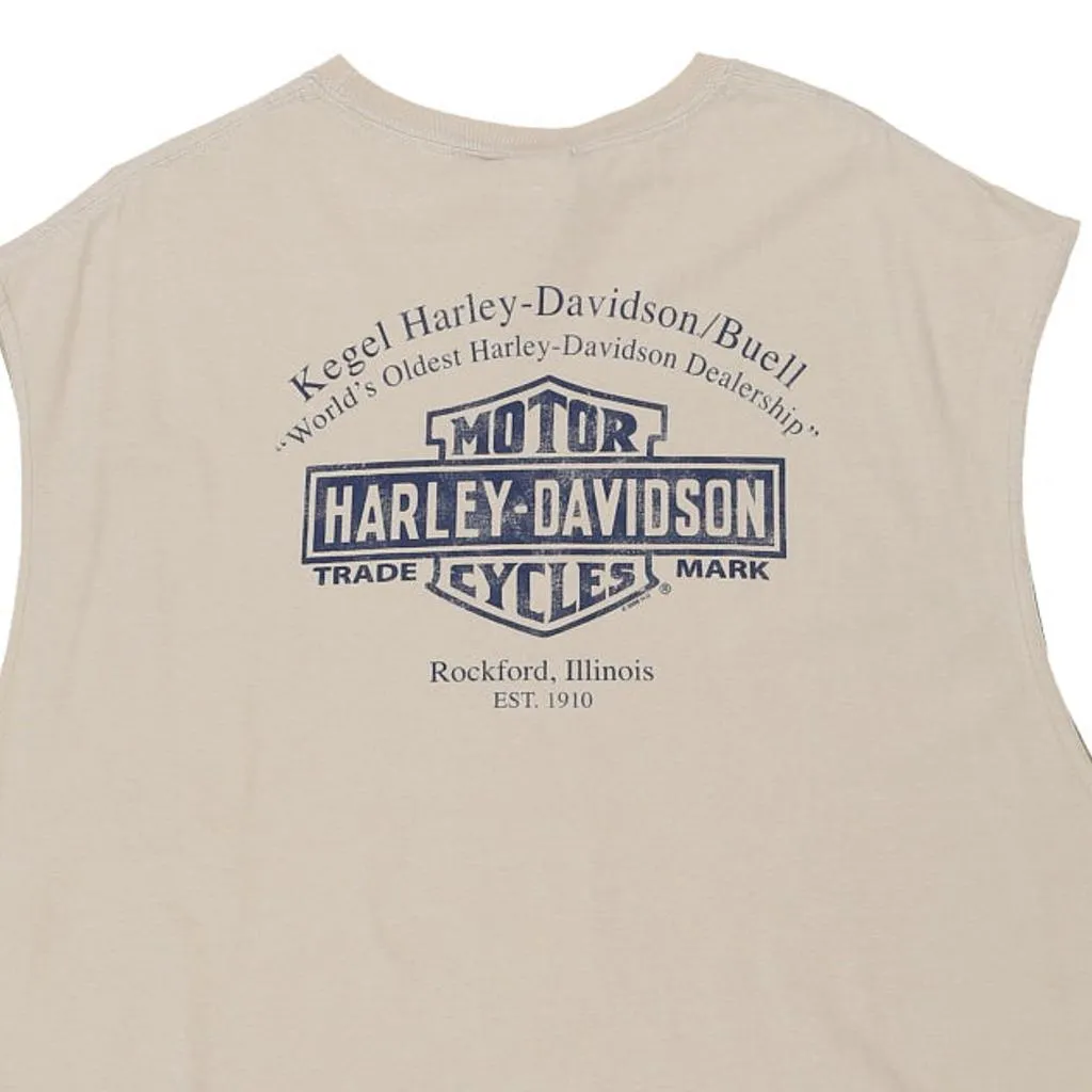Rockford Illinois Harley Davidson Graphic Vest - XL Cream Cotton