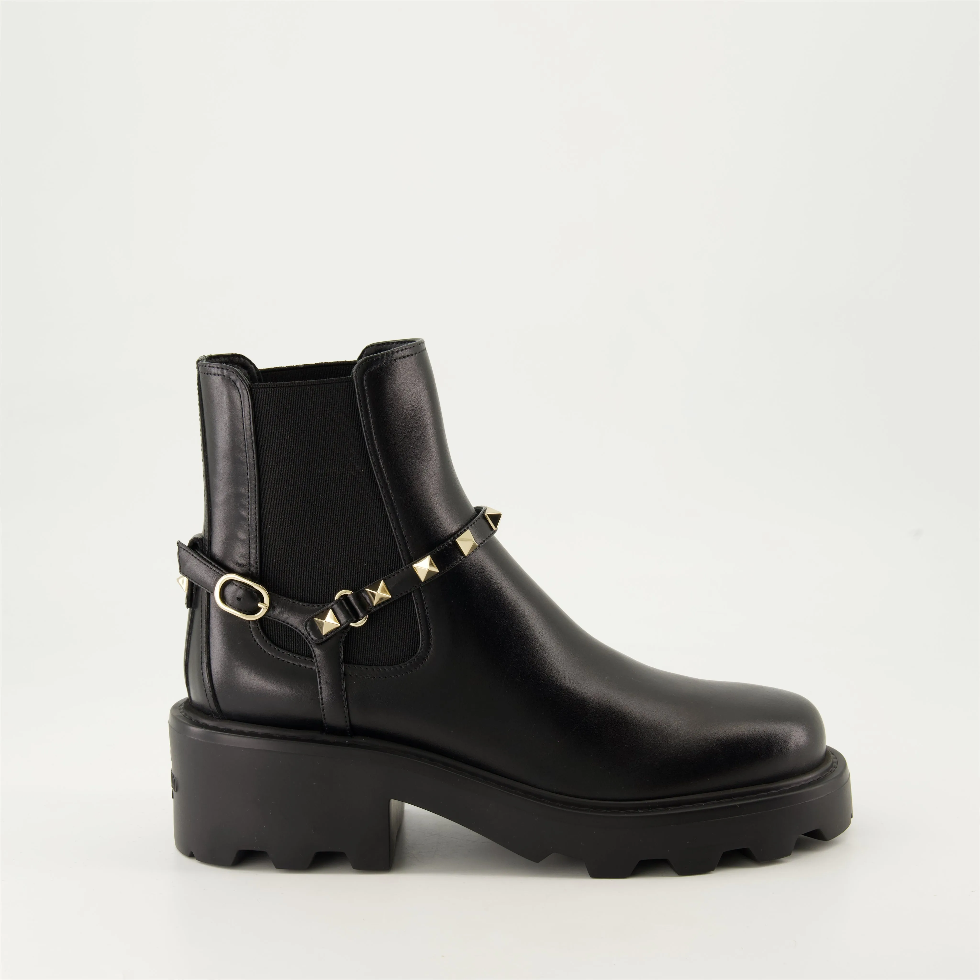 Rockstud Leather Ankle Boots