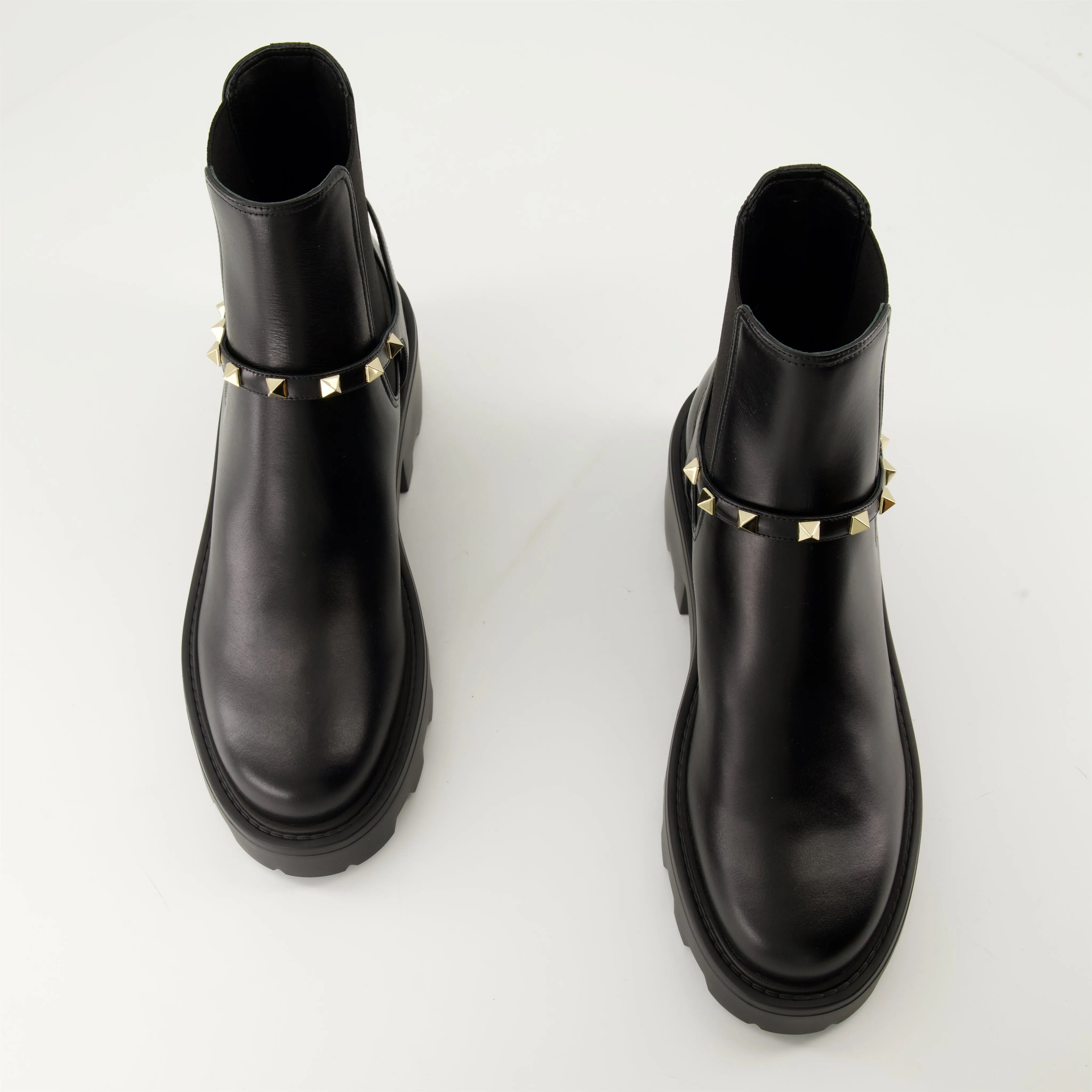 Rockstud Leather Ankle Boots