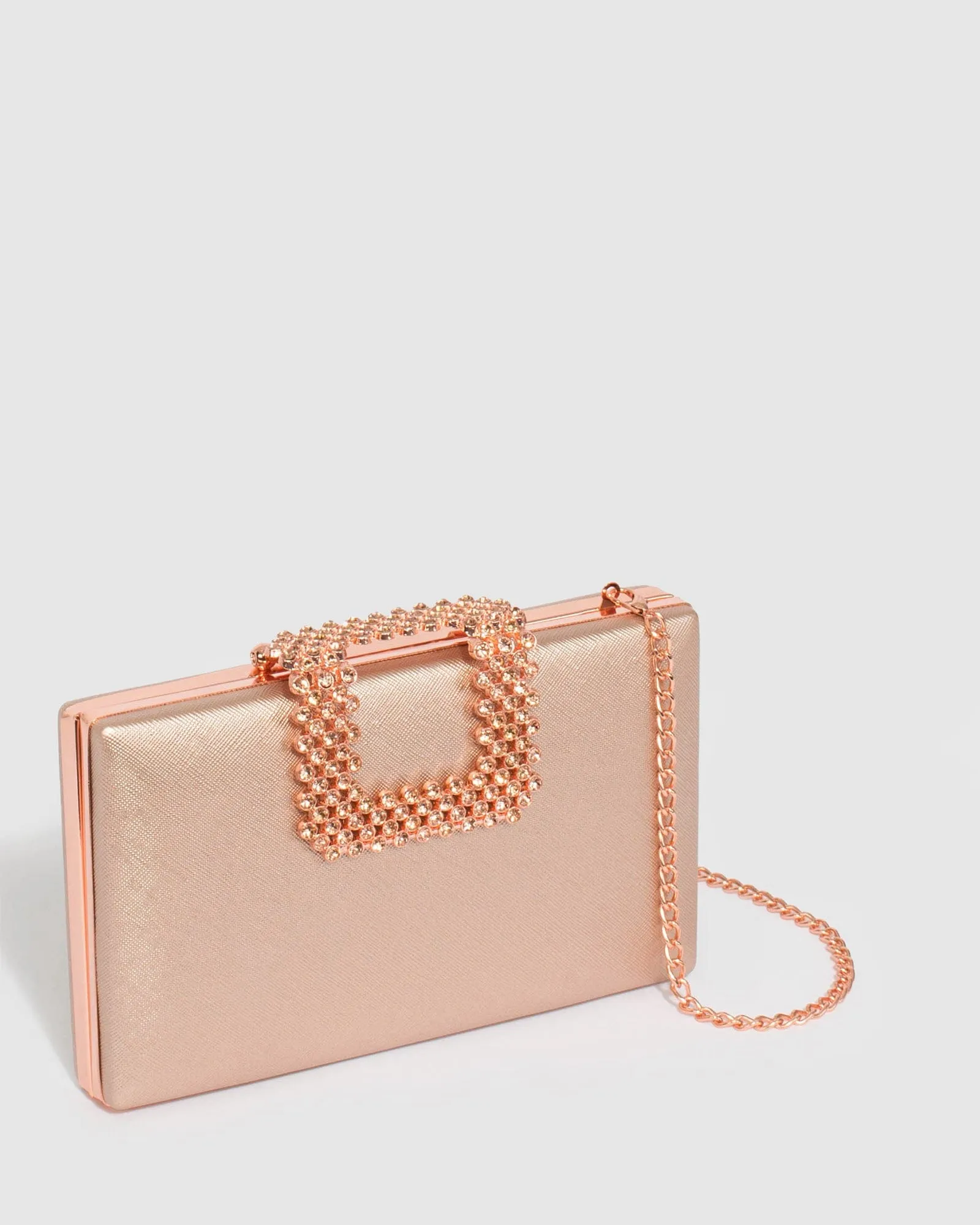 Rose Gold Karima Crystal Clutch Bag