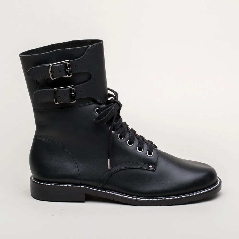Rosie Women's Vintage Double-Buckle Boots (Black)