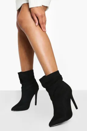 Ruched Stiletto Ankle Boots