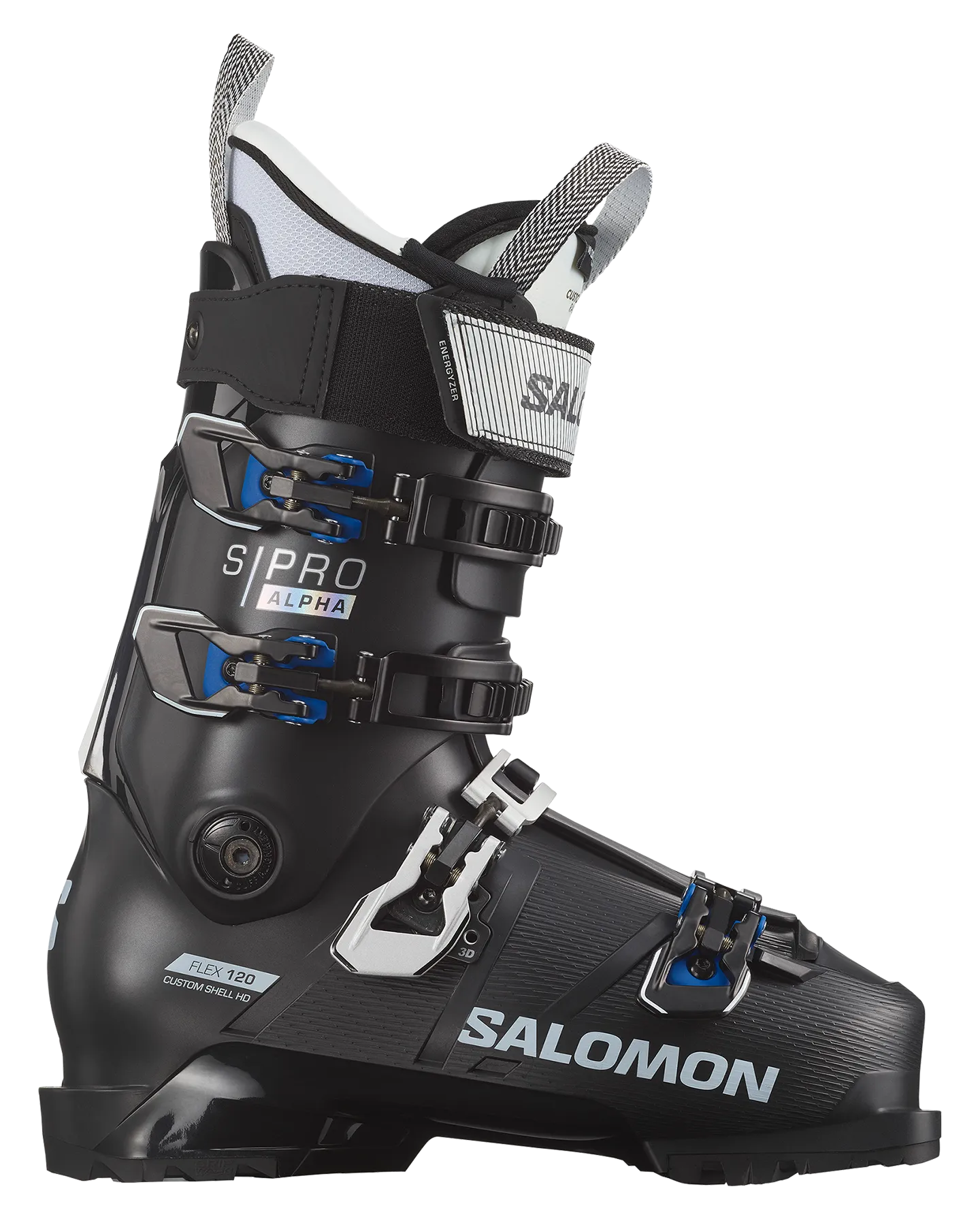 Salomon Pro Alpha 120 El Ski Boots - Black/Race Blue | Shop Ski Boots at Trojan Wake Ski Snow & Snow Skiers Warehouse
