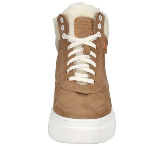 SANSIBAR stivaletti da donna con fodera in pelle di agnello scarpe in vera pelle sneakers alte foderate 1082852 marrone