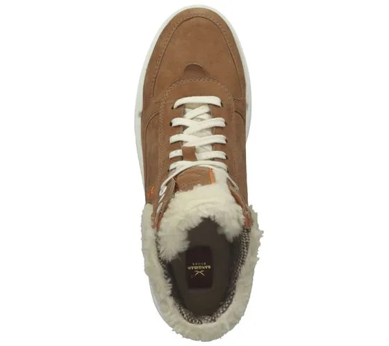 SANSIBAR stivaletti da donna con fodera in pelle di agnello scarpe in vera pelle sneakers alte foderate 1082852 marrone