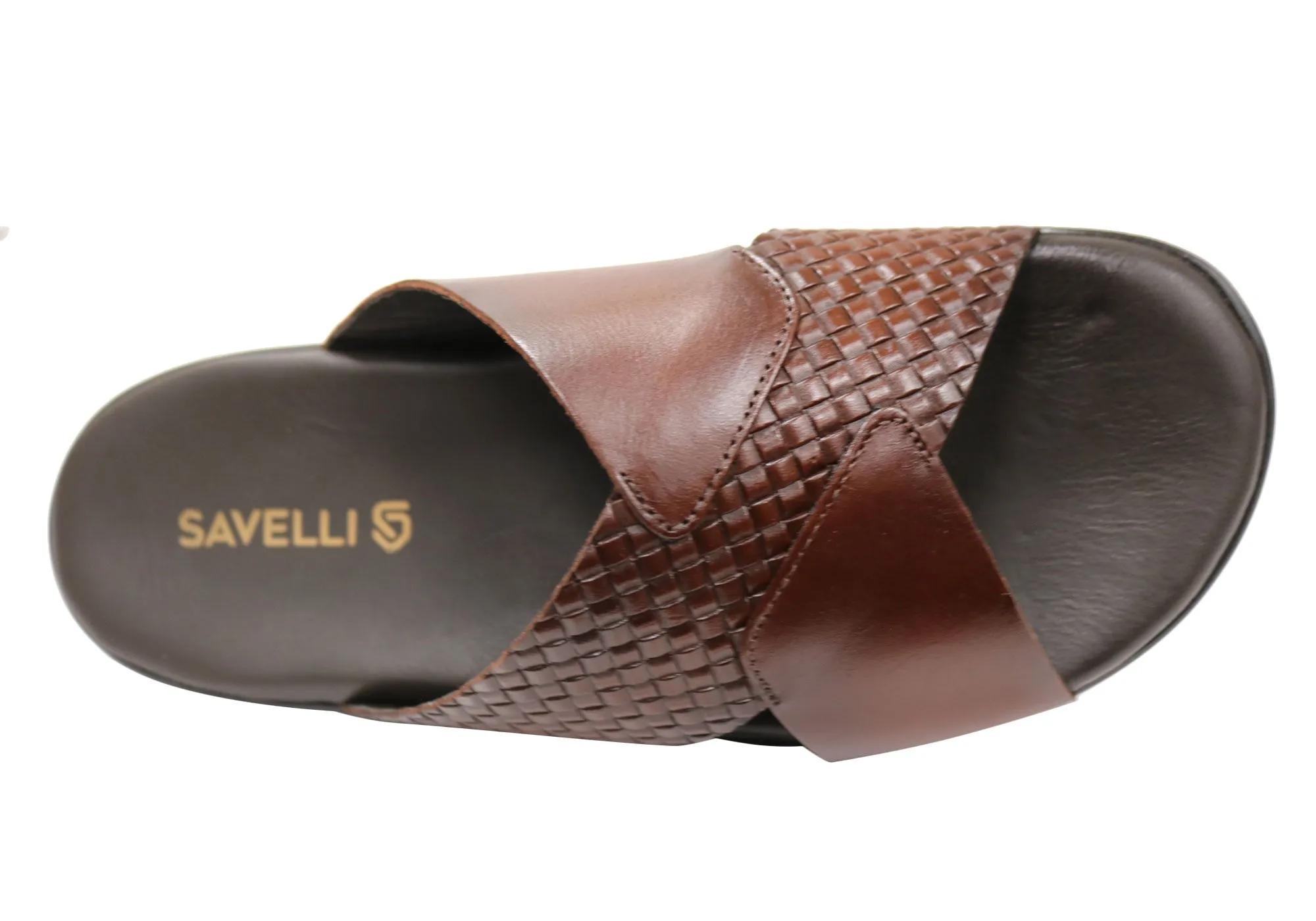 Savelli Henry Mens Comfortable Leather Slides Sandals Made In Brazil