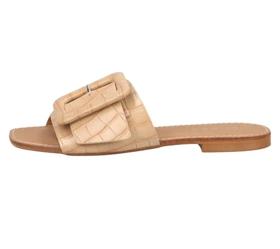 SCAPA Pantoufles en Cuir Véritable pour Femme Mules Chaussures d Été Chaussures à Enfiler Fabriquées en Italie 01-1079749 Beige