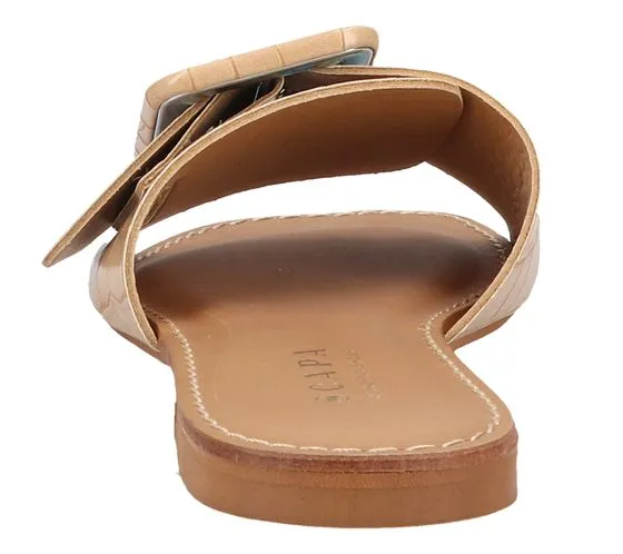SCAPA Pantoufles en Cuir Véritable pour Femme Mules Chaussures d Été Chaussures à Enfiler Fabriquées en Italie 01-1079749 Beige
