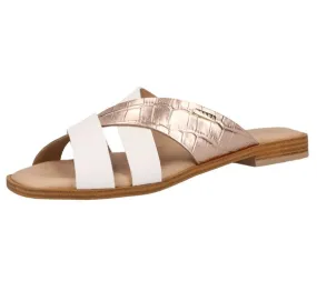 SCAPA Pantoufles en Cuir Véritable pour Femme Mules Chaussures d Été Chaussures à Enfiler Fabriquées en Italie 1079754-12 Blanc/