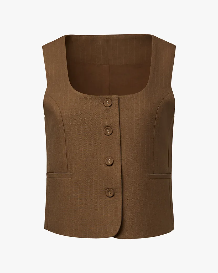 Scoop Tailored Vest | Brown