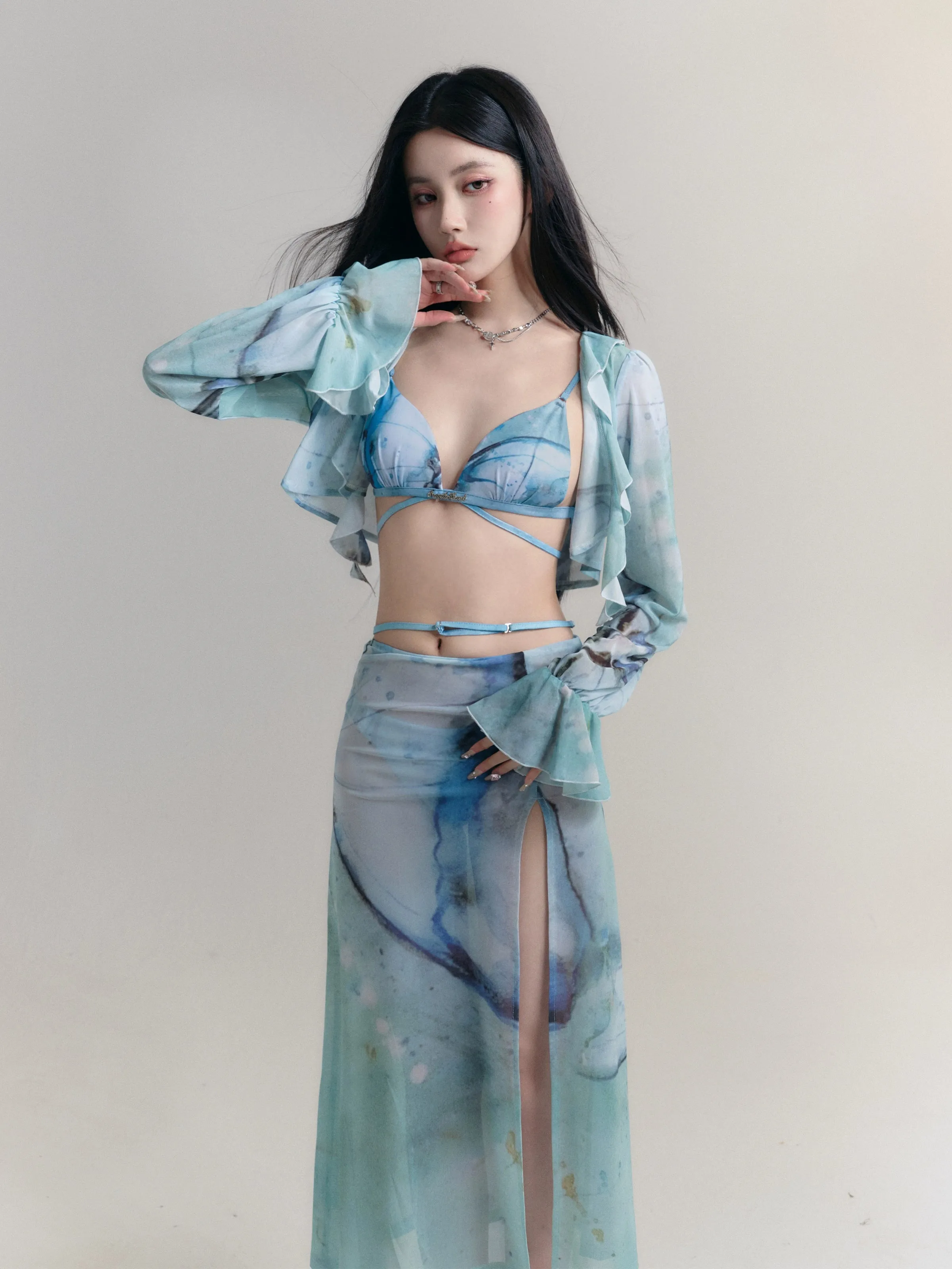 Sea Breeze Sexy Bikini Swimsuit & Cardigan ＆ Skirt