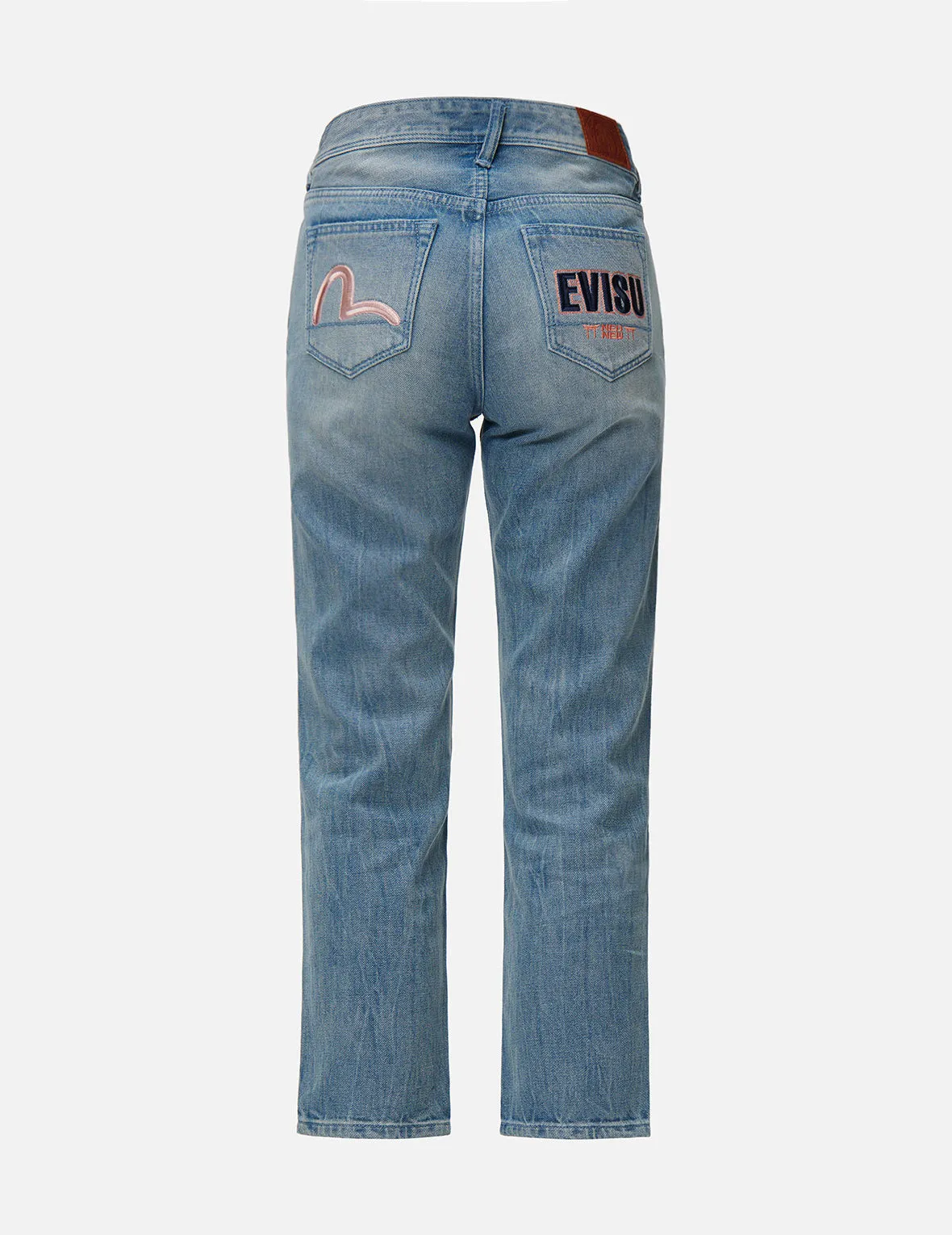Seagull and Logo Embroidered Relax Fit Jeans