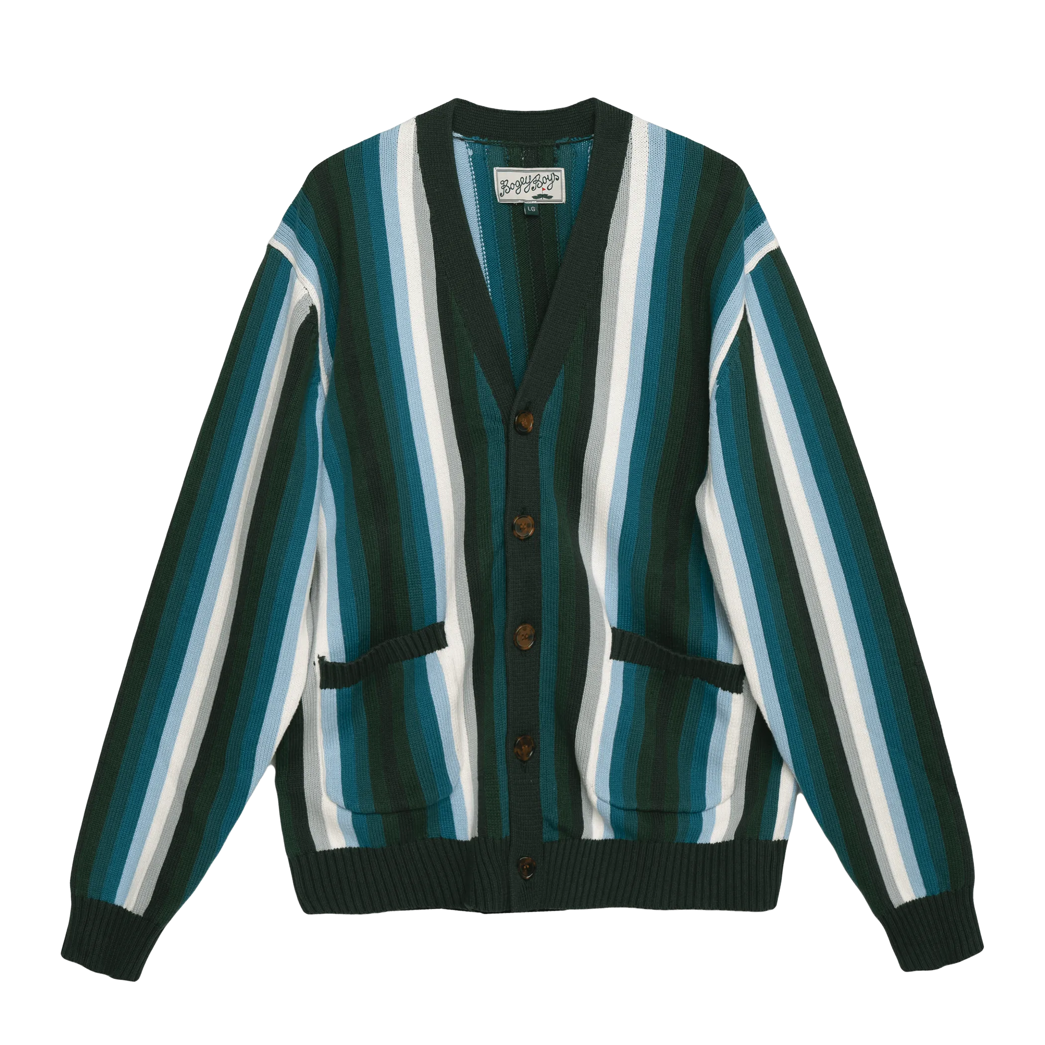 Seeing Green Cardigan - Blue Stripe