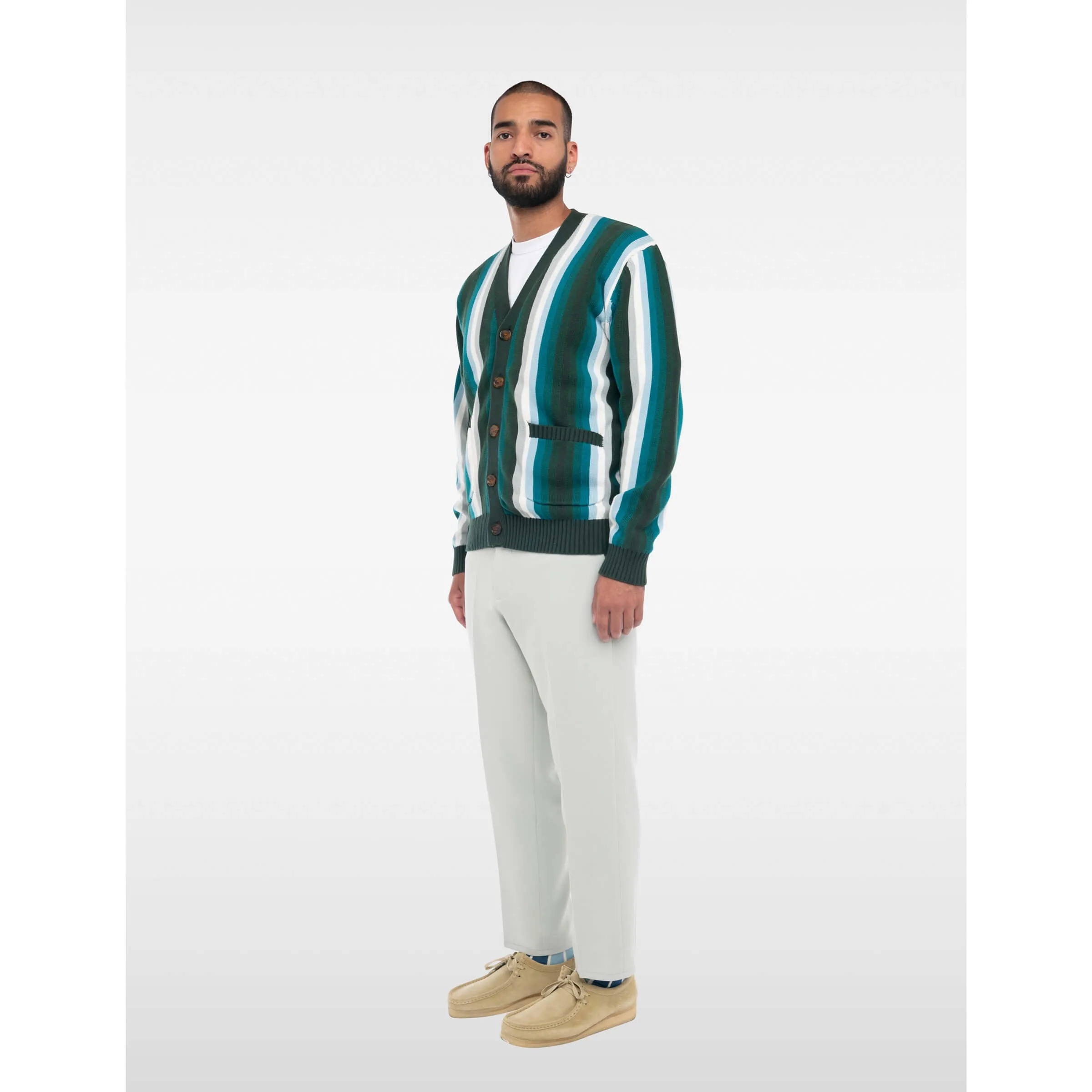 Seeing Green Cardigan - Blue Stripe