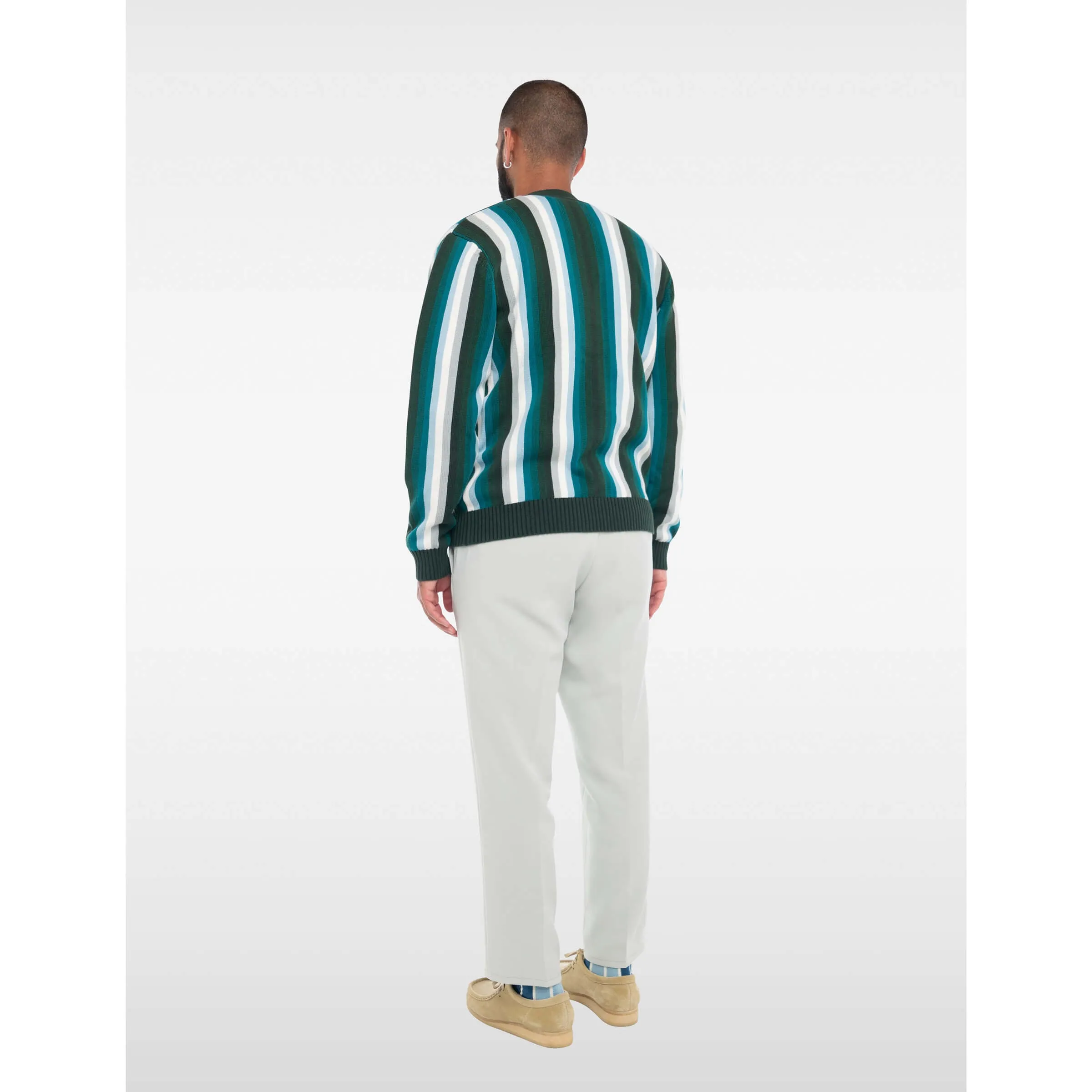 Seeing Green Cardigan - Blue Stripe