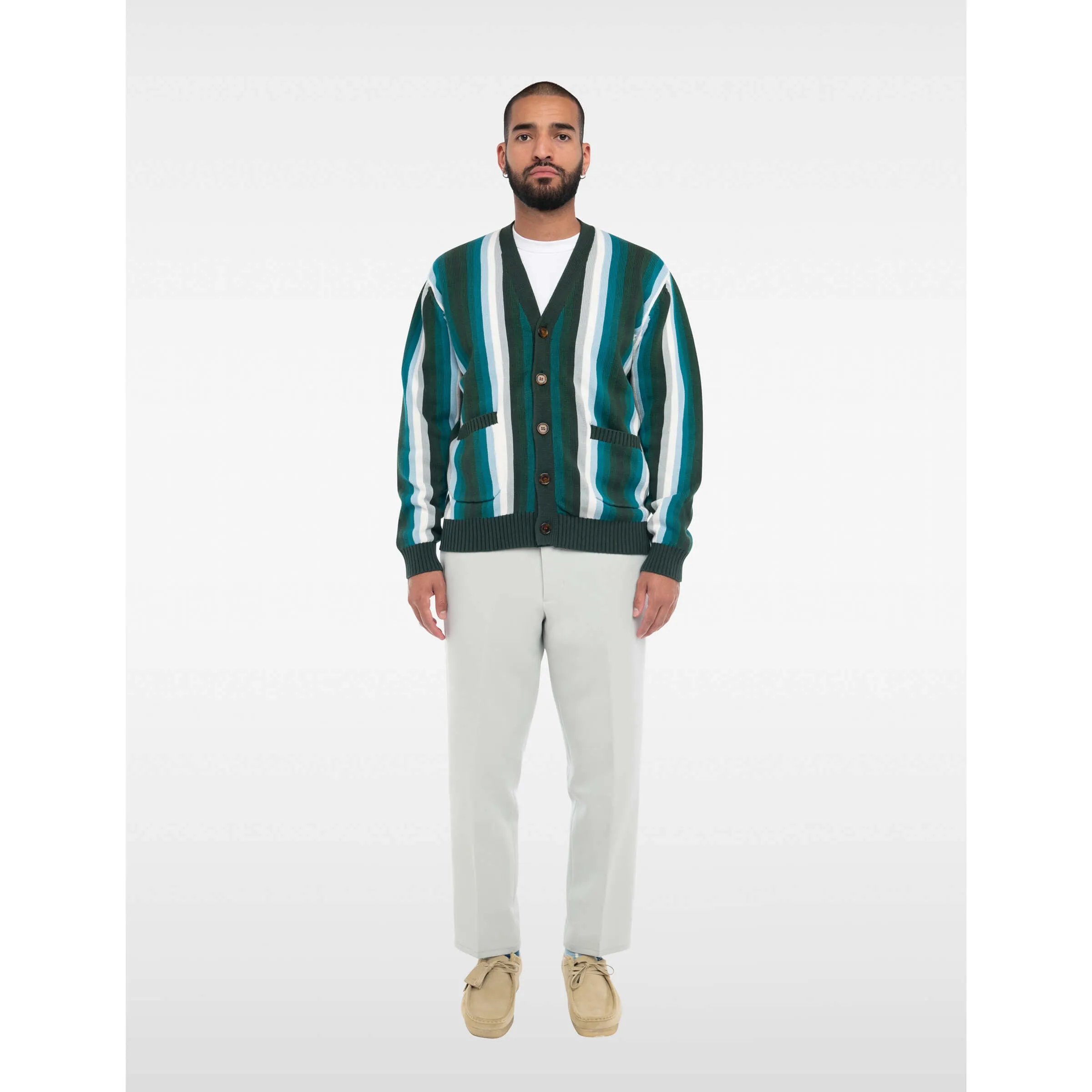 Seeing Green Cardigan - Blue Stripe