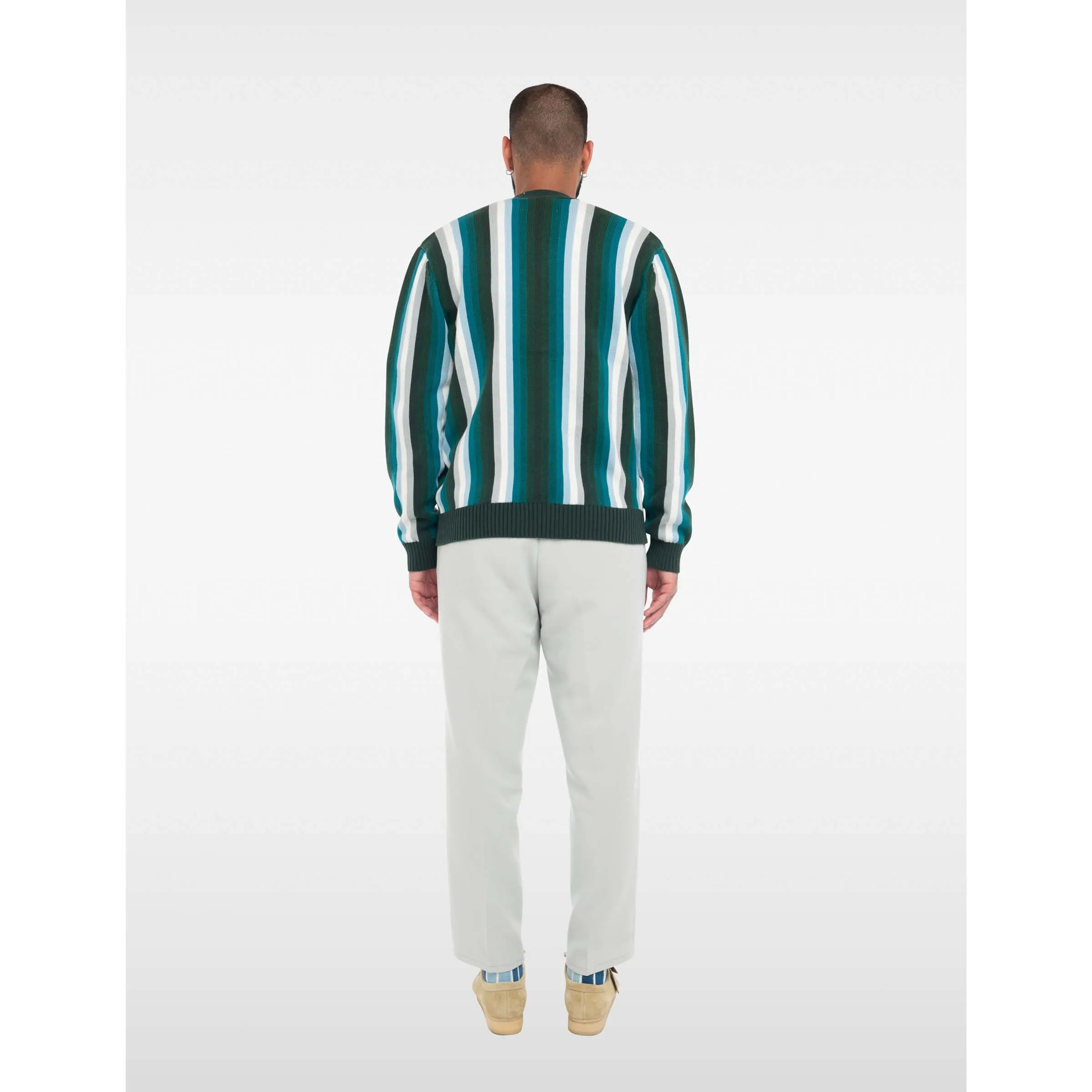 Seeing Green Cardigan - Blue Stripe