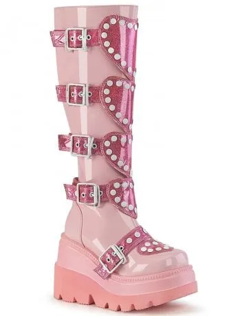 Shaker 210 Pink Heart Shield Platform Boot