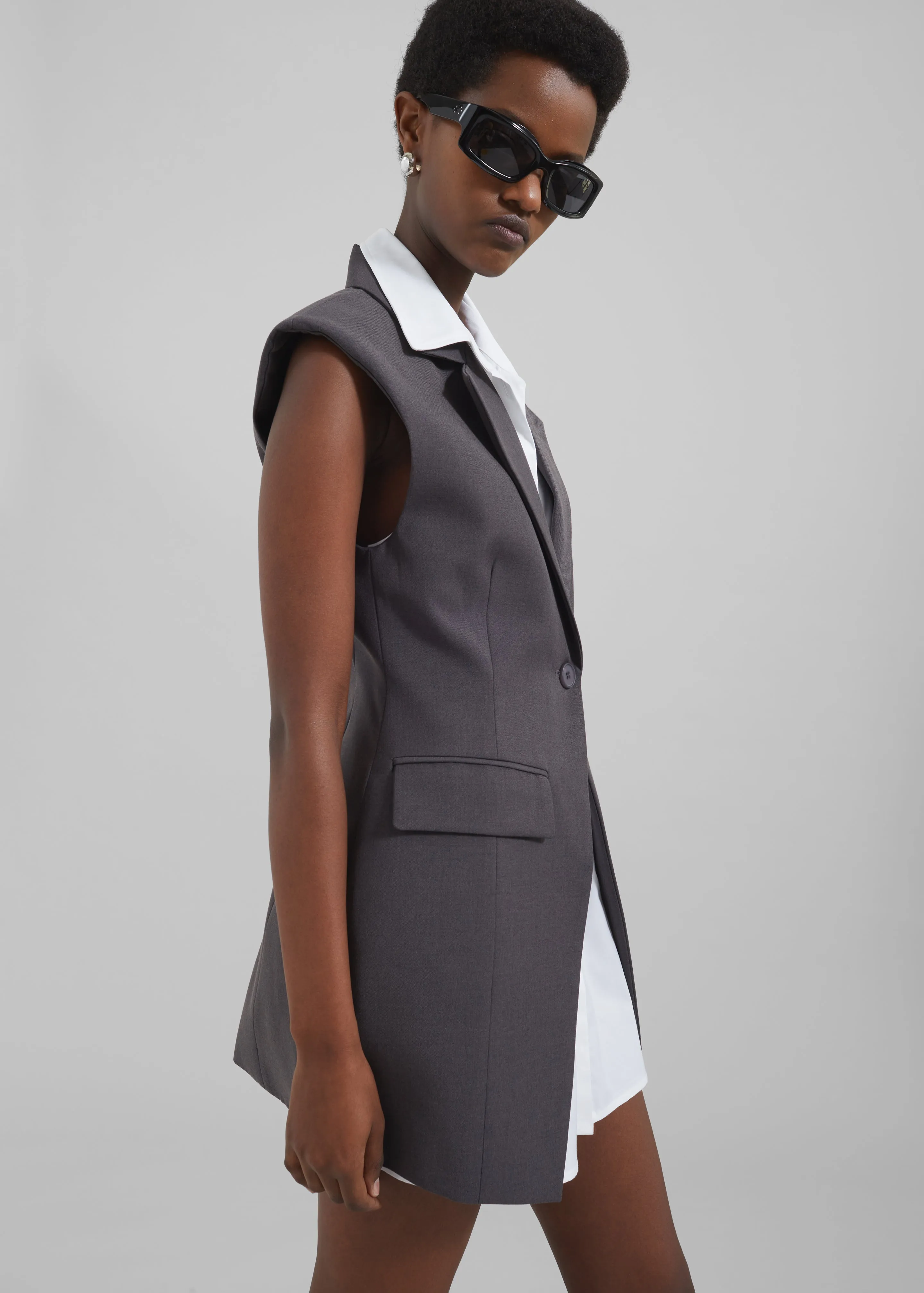 Shari Layered Vest - Charcoal