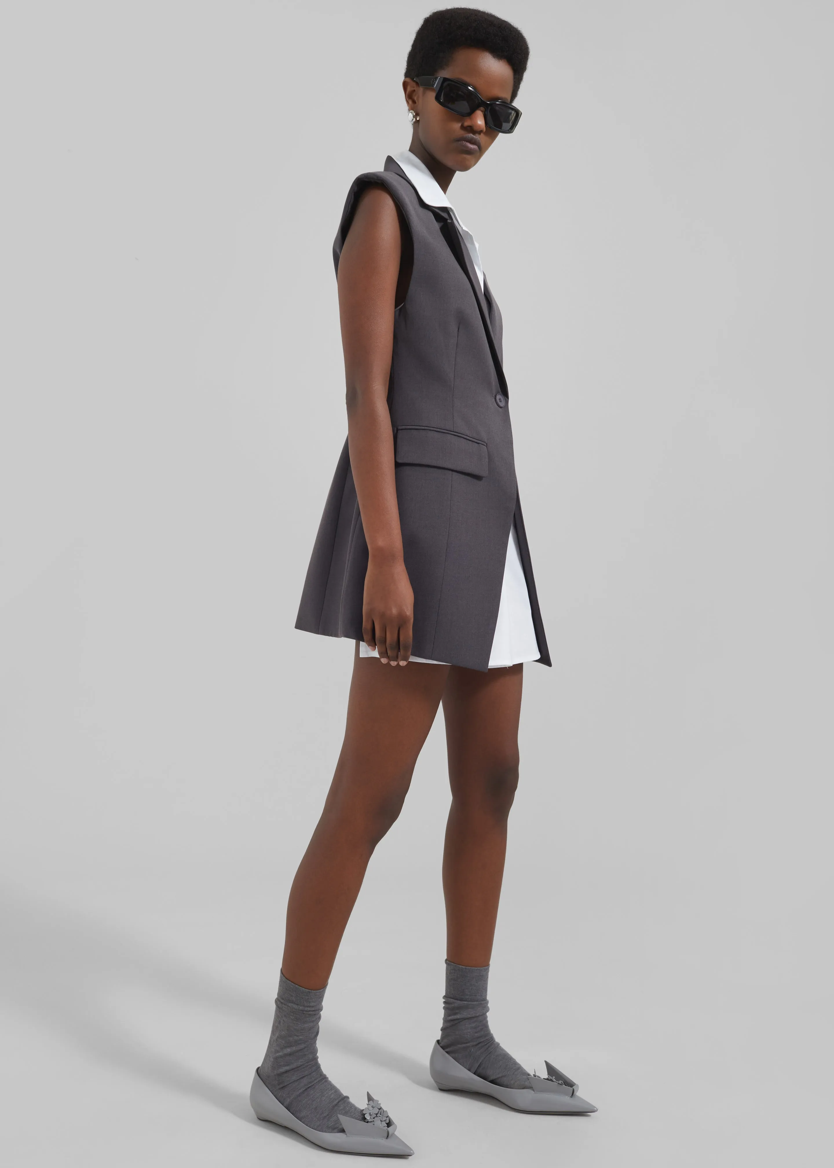 Shari Layered Vest - Charcoal