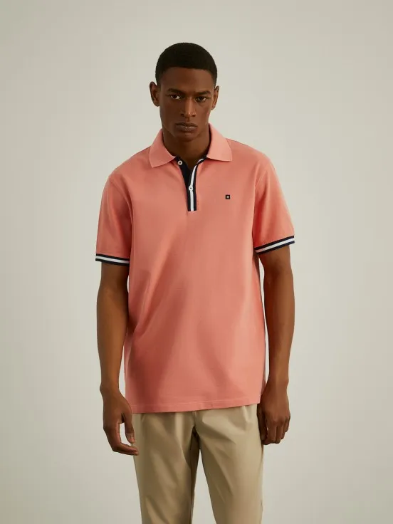 Short-sleeved cotton polo with stripes