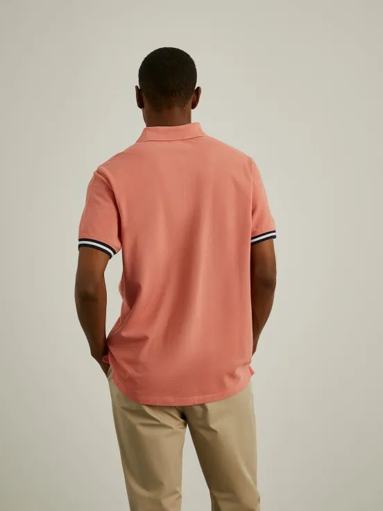 Short-sleeved cotton polo with stripes